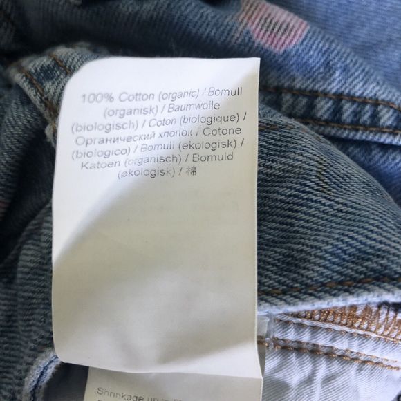 GANNI Floral Print Denim Core Magny Wide Straight Jeans Bleach Light Blue 25 - Picture 15 of 15